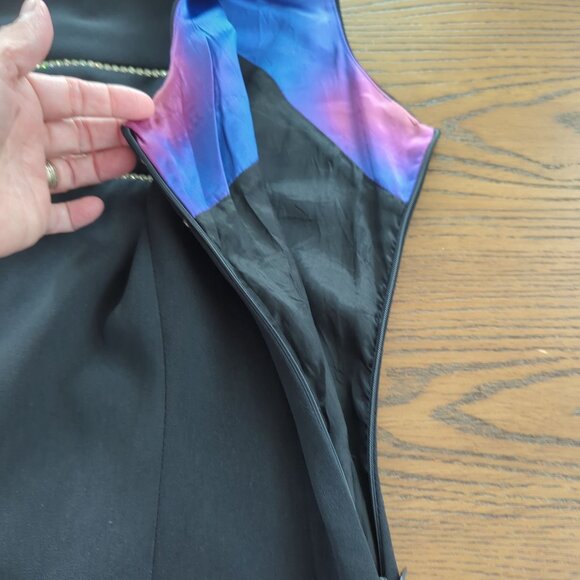 Vintage‎ CDC Black Sleeveless Cocktail Dress Rhinestone Embellishments Size 10 - Picture 9 of 15